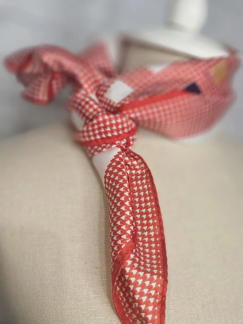 Red Patterned Square Scarf - Women Accessories Japan Water Resistant